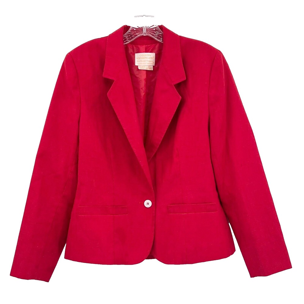 COUNTRY SOPHISTICATES by PENDLETON Womens M/L* Red Woven One-Button Lined Blazer